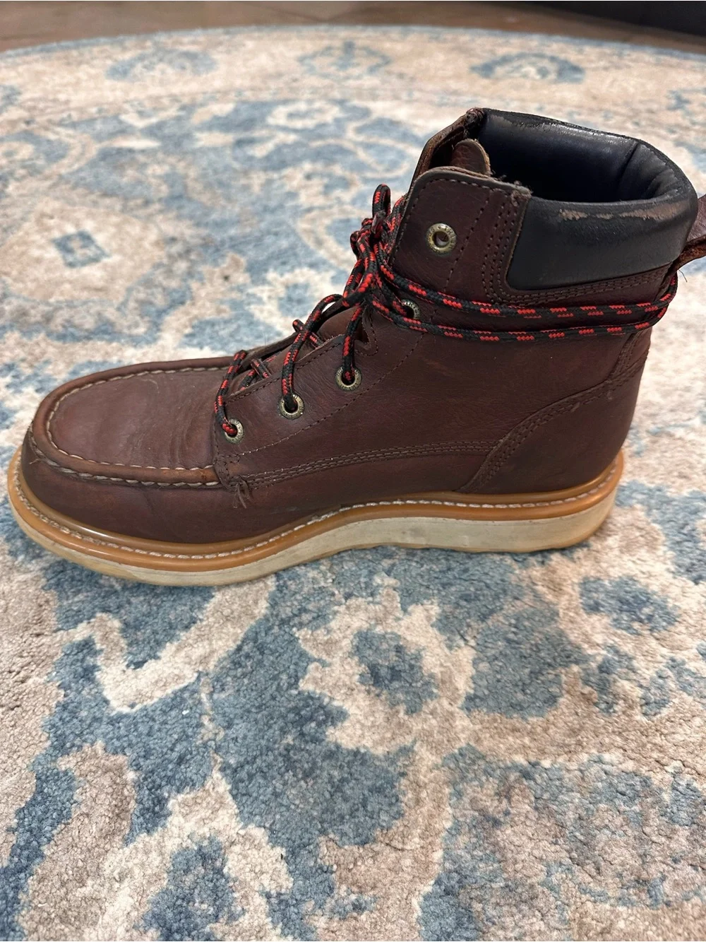 Irish Setter Brown Leather Moc Toe Work Boots with Tan Outsole